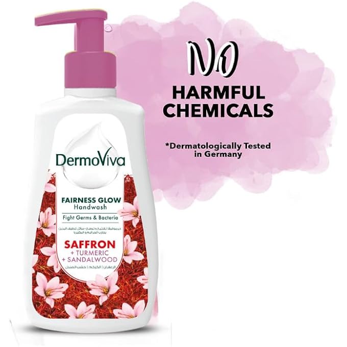 DermoViva FAIRNESS GLOW HANDWASH - 3X200 ML | CLEANSES & FIGHTS DARK SPOTS | WITH SAFFRON, TURMERIC & SANDALWOOD EXTRACTS | - Image 4